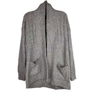 Abercrombie & Fitch Open Front Cardigan Knit Sweater Long Gray Pockets Sz Medium